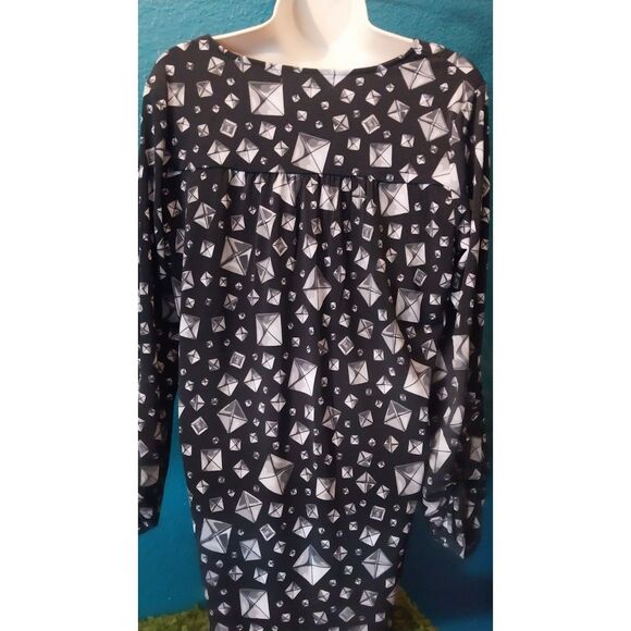 Michael Kors A Line Shirt Dress Womens Blouson Small Diamonds Black and Silver - Picture 3 of 11